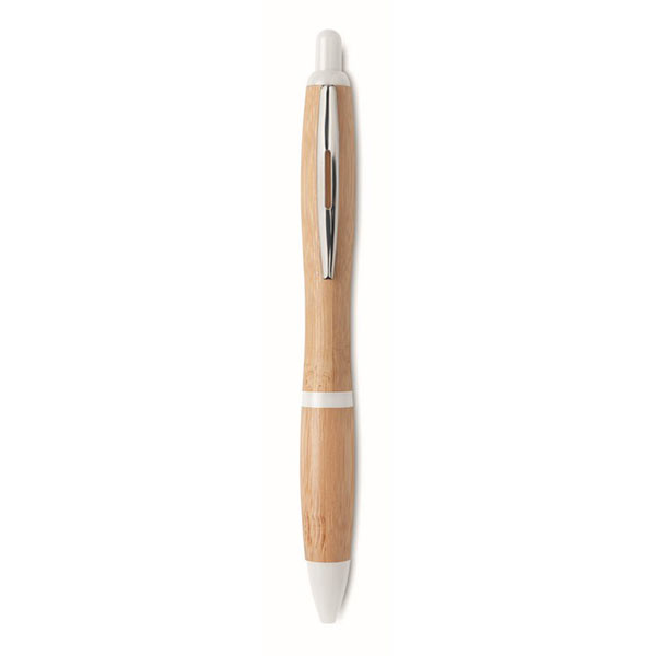 Ручка кулькова з бамбука і пл. RIO BAMBOO MO9485-06, білий